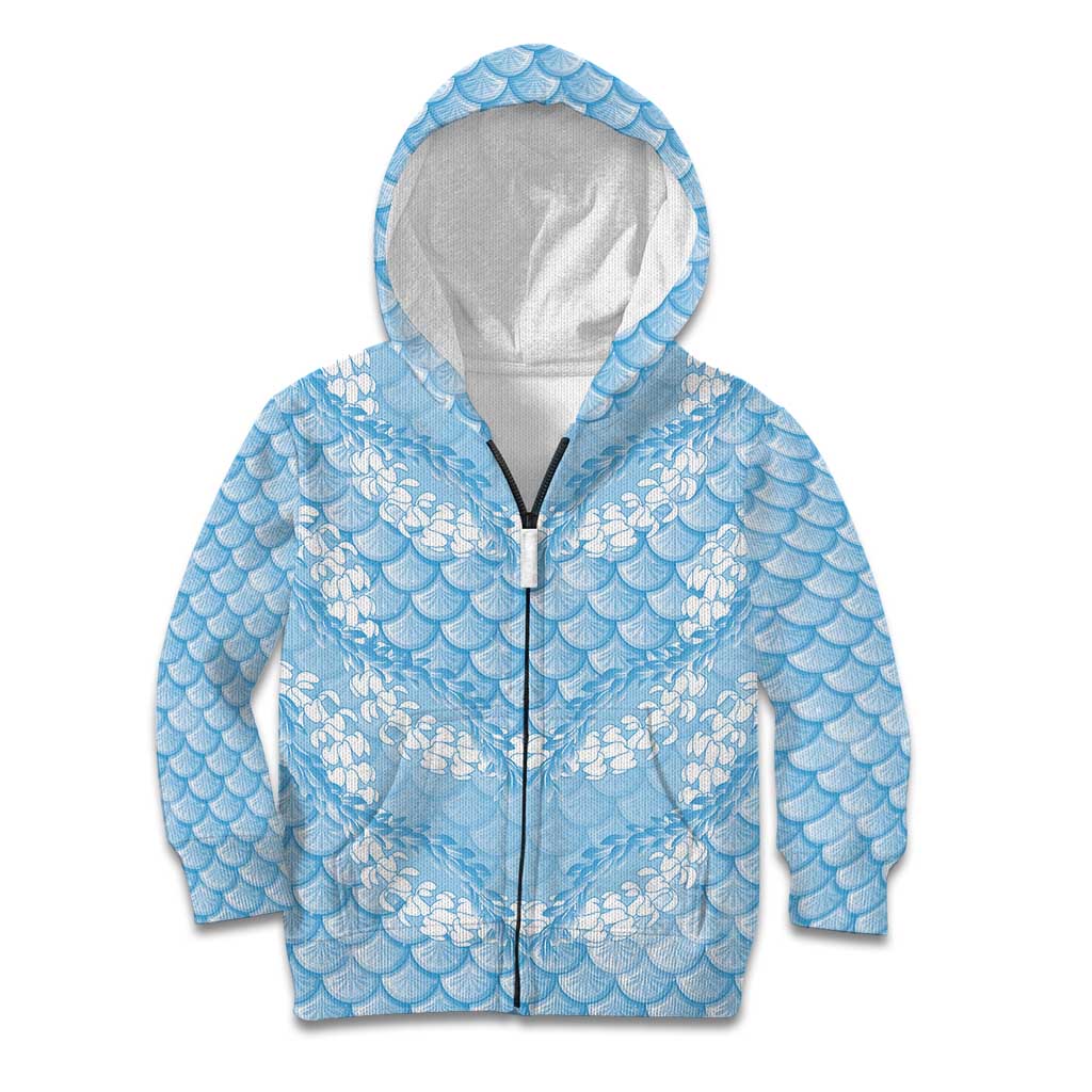 Baby Blue Mermaid Puakenikeni Maile Lei Kid Hoodie