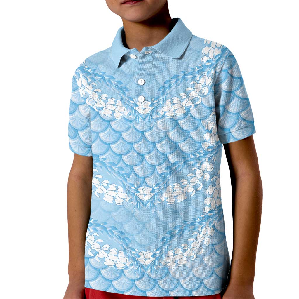 Baby Blue Mermaid Puakenikeni Maile Lei Kid Polo Shirt
