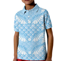 Baby Blue Mermaid Puakenikeni Maile Lei Kid Polo Shirt
