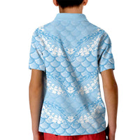 Baby Blue Mermaid Puakenikeni Maile Lei Kid Polo Shirt
