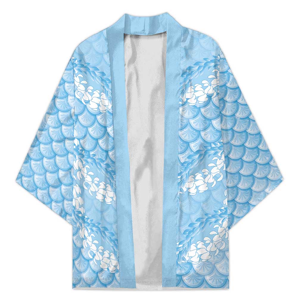 Baby Blue Mermaid Puakenikeni Maile Lei Kimono