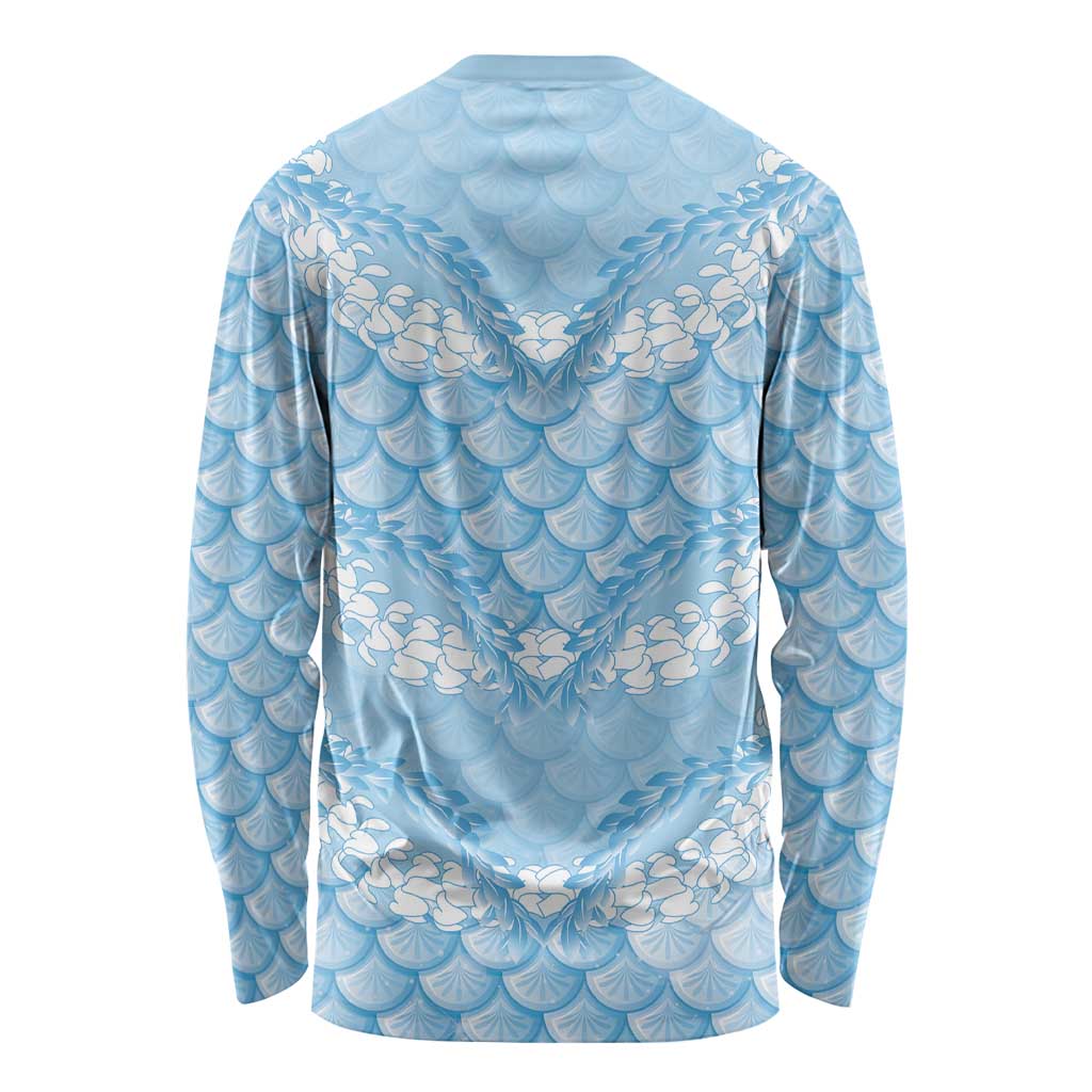 Baby Blue Mermaid Puakenikeni Maile Lei Long Sleeve Shirt