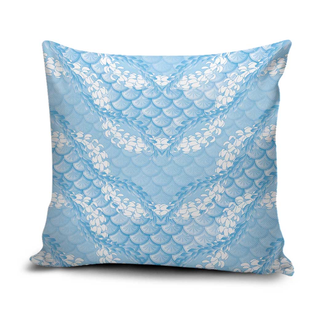 Baby Blue Mermaid Puakenikeni Maile Lei Pillow Cover