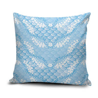 Baby Blue Mermaid Puakenikeni Maile Lei Pillow Cover