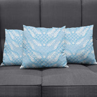 Baby Blue Mermaid Puakenikeni Maile Lei Pillow Cover