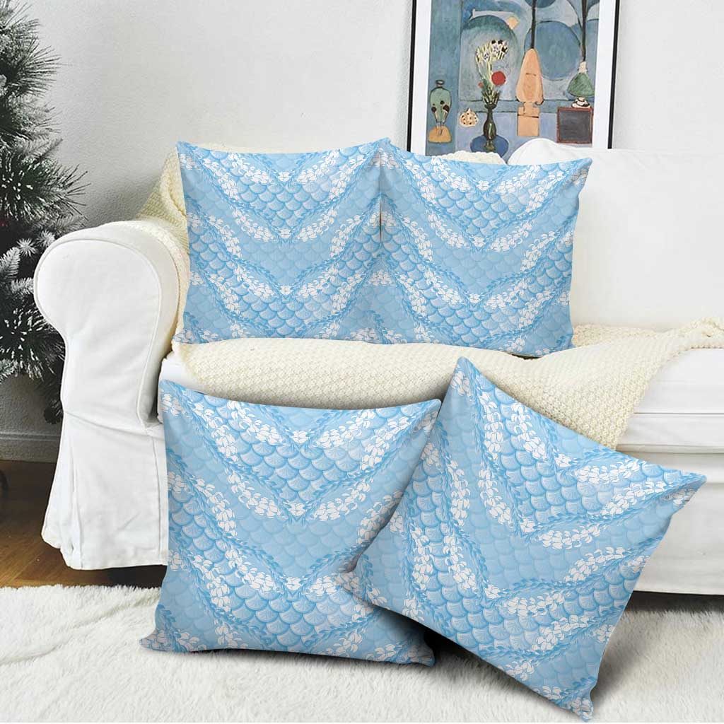 Baby Blue Mermaid Puakenikeni Maile Lei Pillow Cover