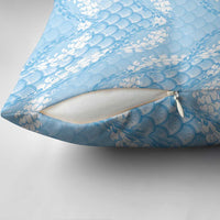 Baby Blue Mermaid Puakenikeni Maile Lei Pillow Cover