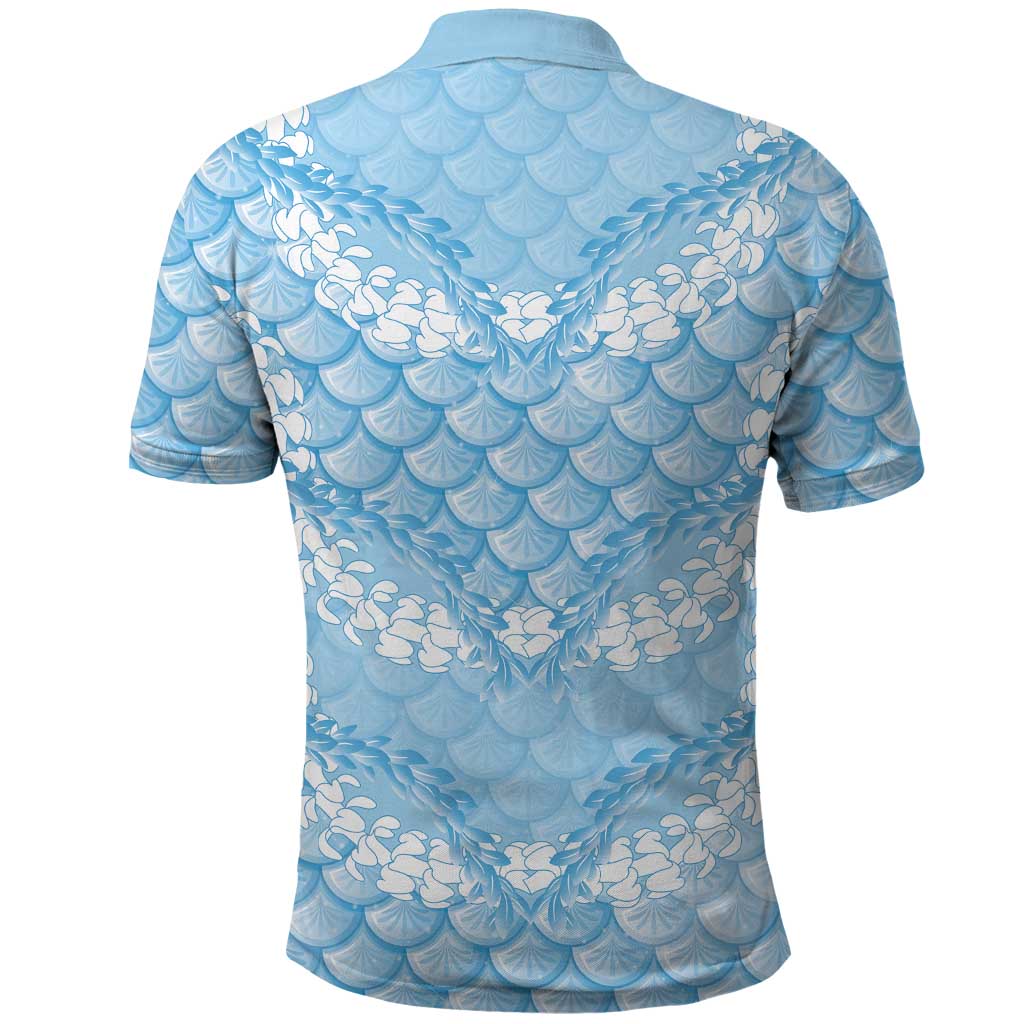 Baby Blue Mermaid Puakenikeni Maile Lei Polo Shirt