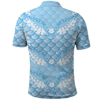 Baby Blue Mermaid Puakenikeni Maile Lei Polo Shirt