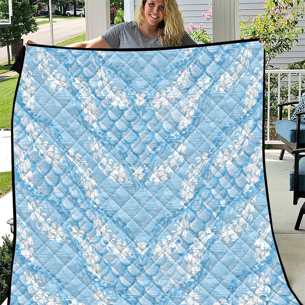 Baby Blue Mermaid Puakenikeni Maile Lei Quilt LT01 Blue - Polynesian Pride