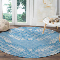 Baby Blue Mermaid Puakenikeni Maile Lei Round Carpet