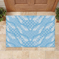 Baby Blue Mermaid Puakenikeni Maile Lei Rubber Doormat