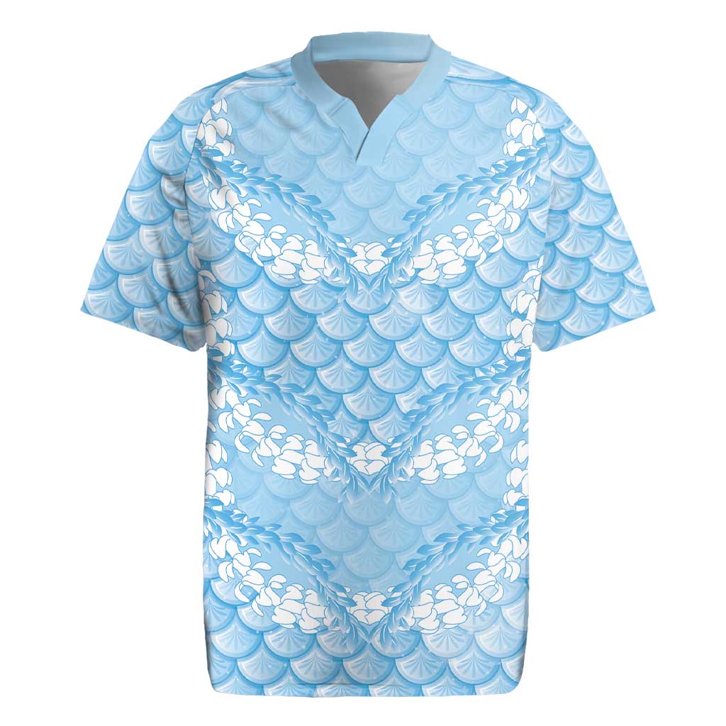 Baby Blue Mermaid Puakenikeni Maile Lei Rugby Jersey