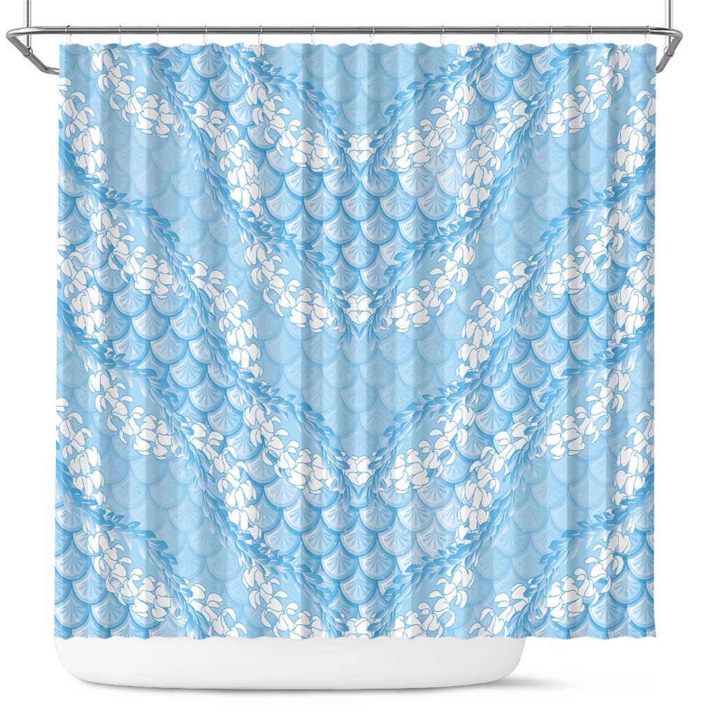 Baby Blue Mermaid Puakenikeni Maile Lei Shower Curtain