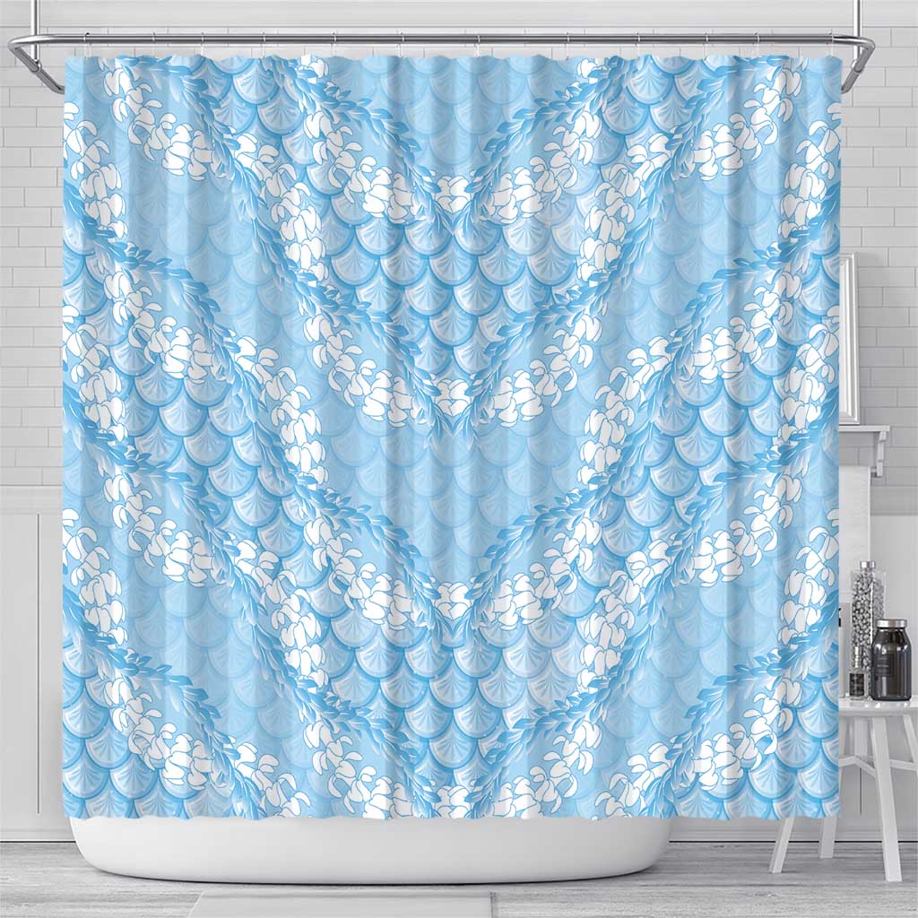 Baby Blue Mermaid Puakenikeni Maile Lei Shower Curtain