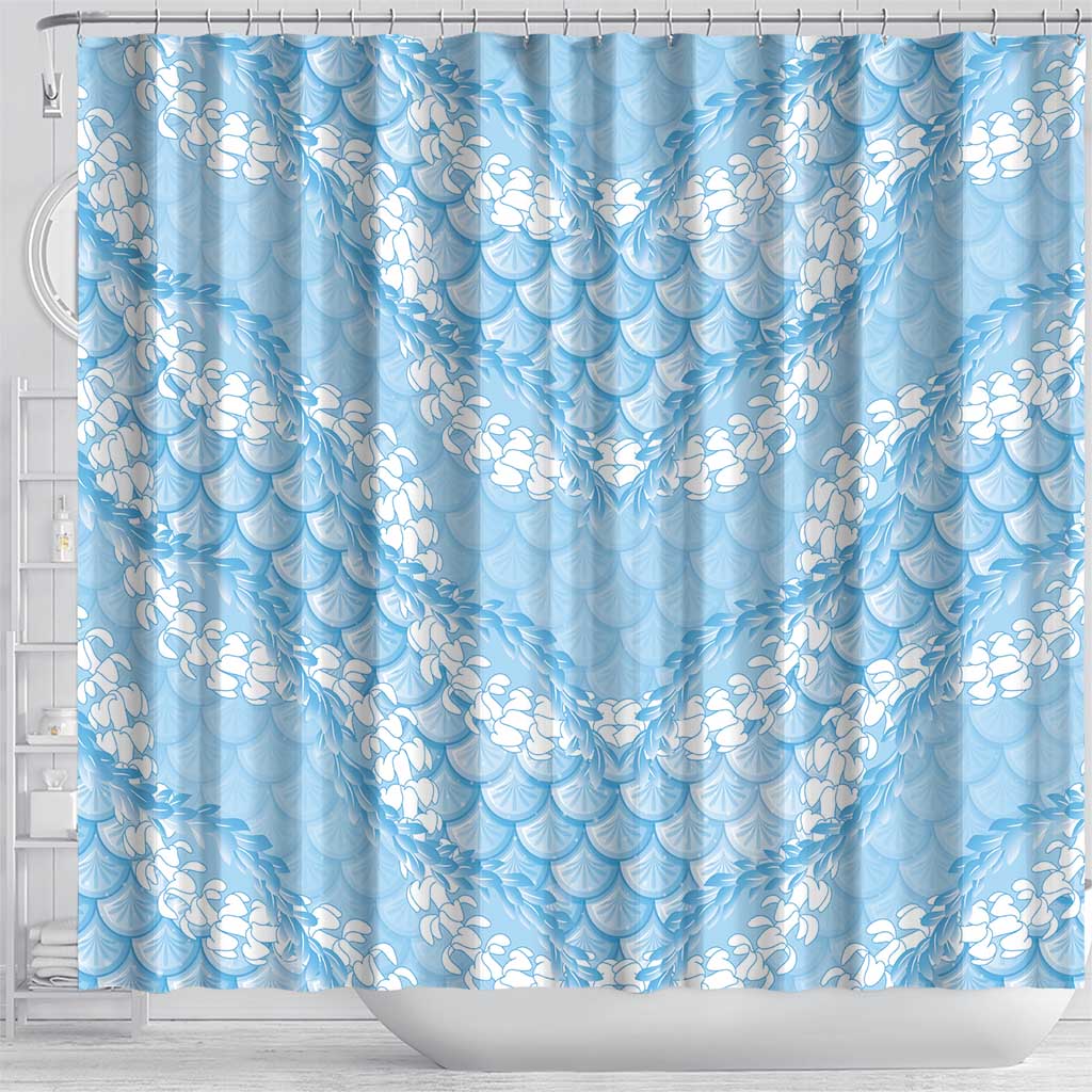 Baby Blue Mermaid Puakenikeni Maile Lei Shower Curtain