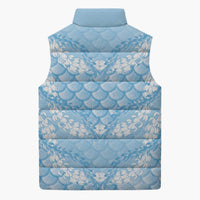 Baby Blue Mermaid Puakenikeni Maile Lei Sleeveless Puffer Jacket