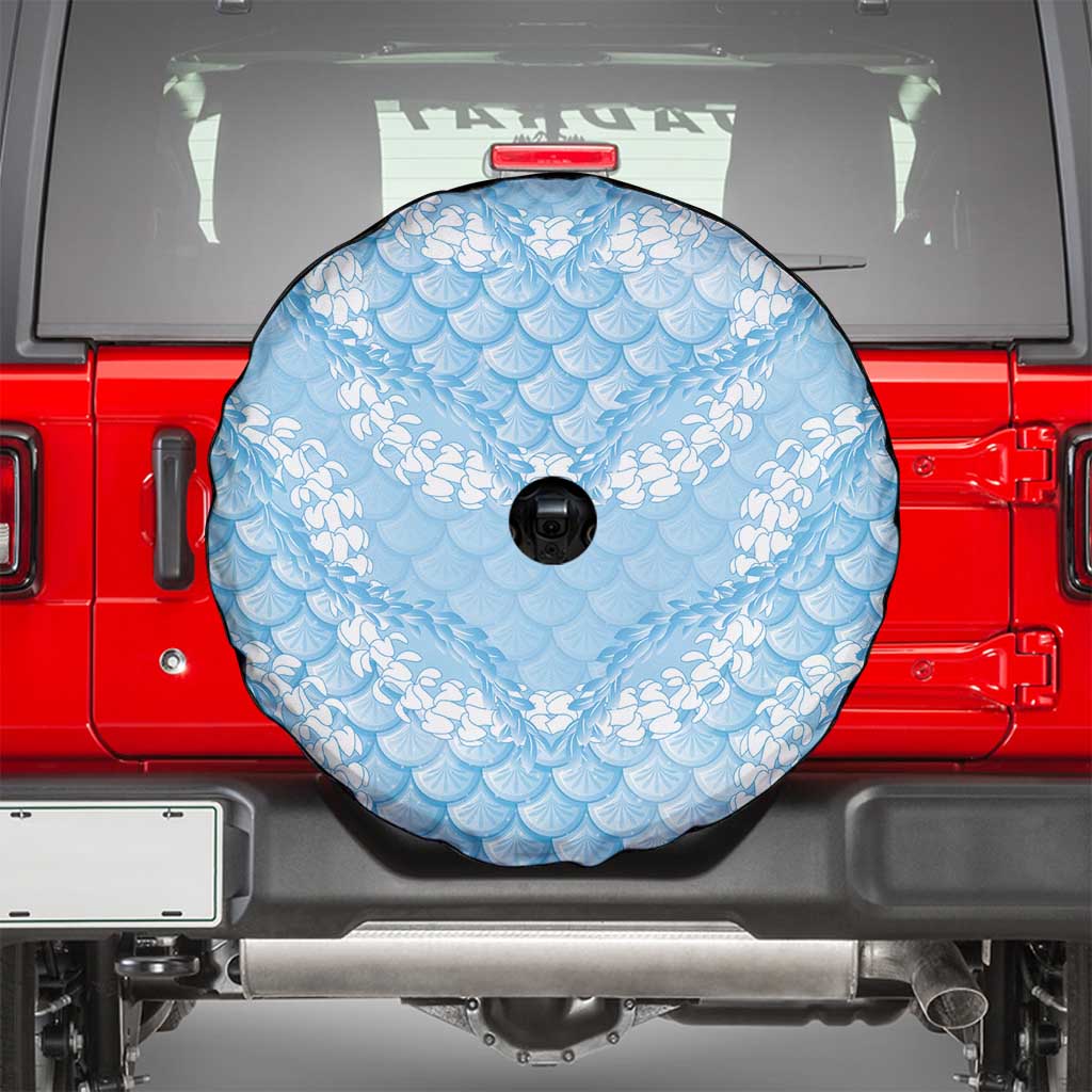 Baby Blue Mermaid Puakenikeni Maile Lei Spare Tire Cover