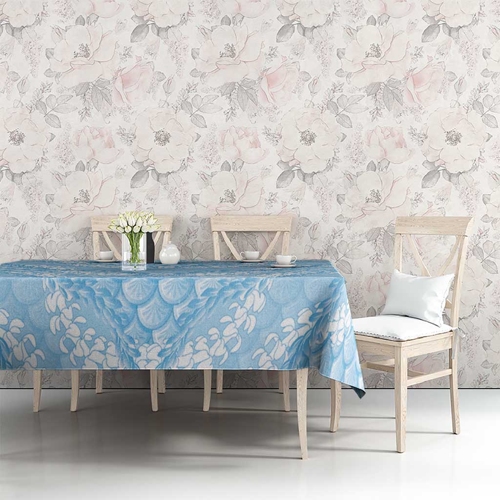 Baby Blue Mermaid Puakenikeni Maile Lei Tablecloth LT01 - Polynesian Pride