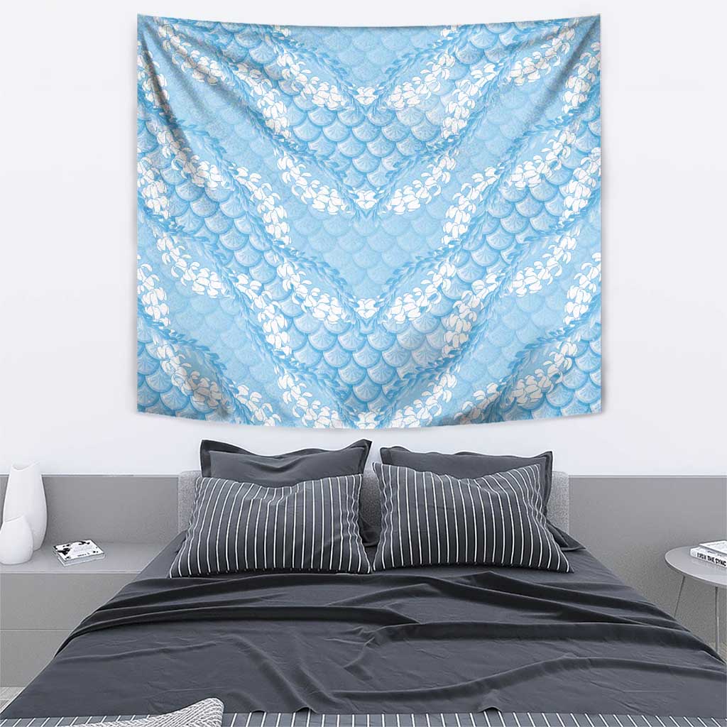 Baby Blue Mermaid Puakenikeni Maile Lei Tapestry