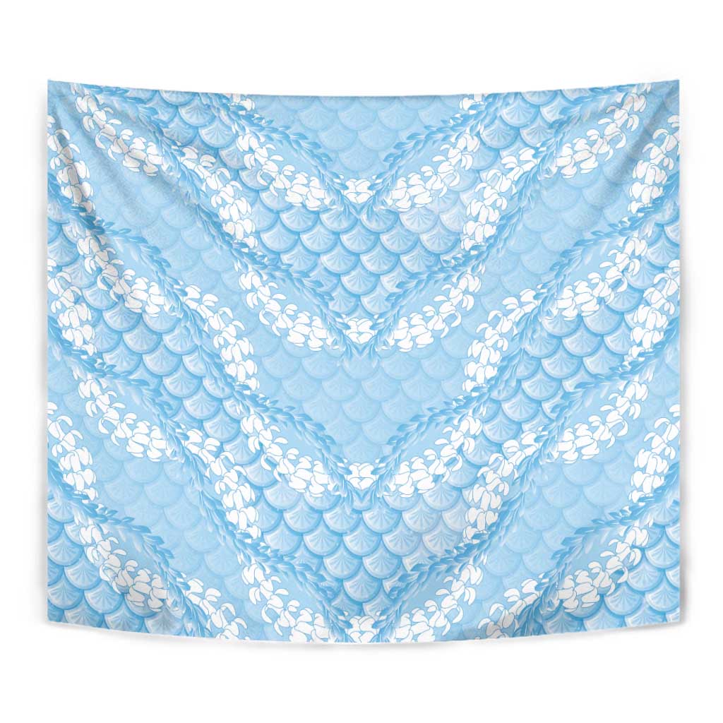Baby Blue Mermaid Puakenikeni Maile Lei Tapestry