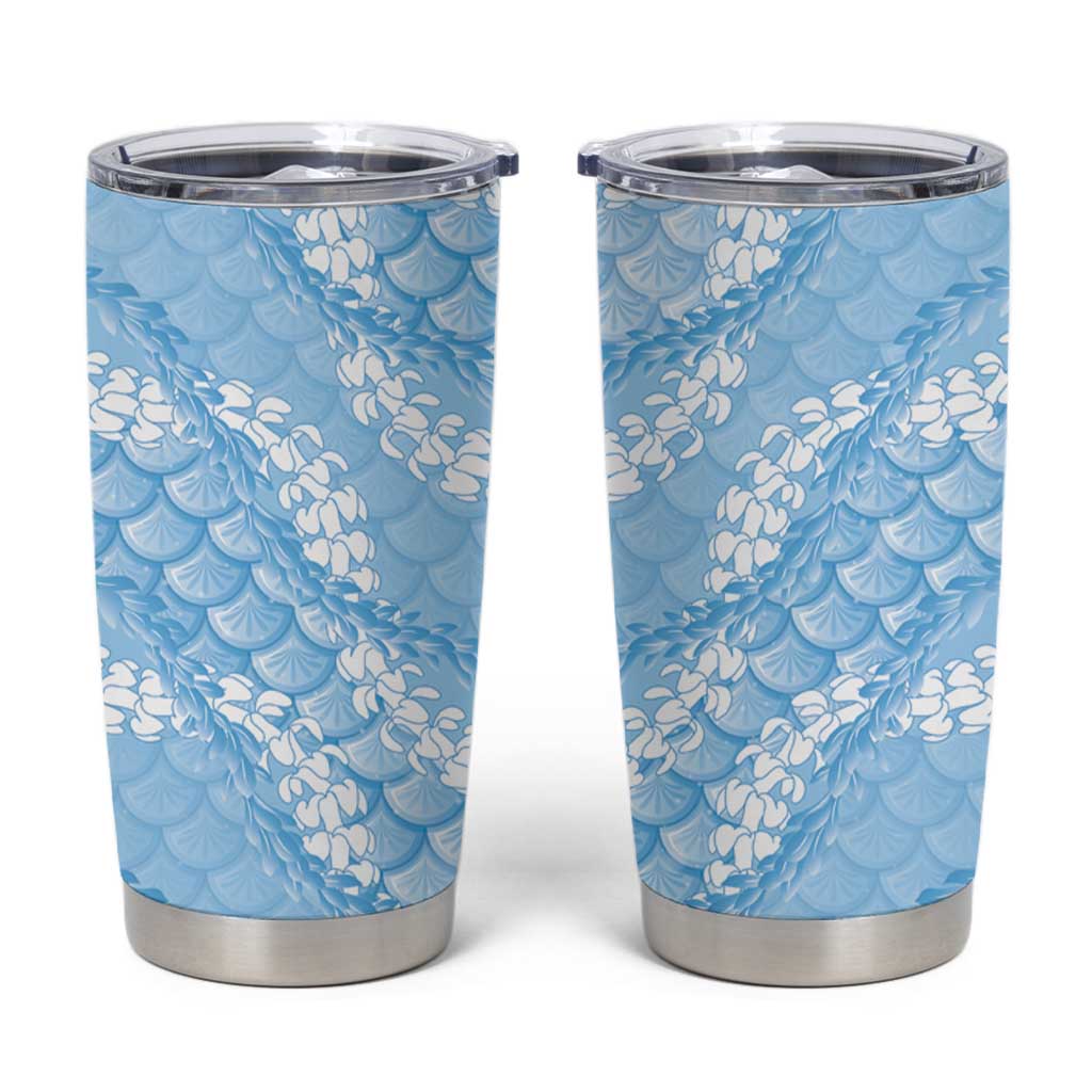 Baby Blue Mermaid Puakenikeni Maile Lei Tumbler Cup LT01 Blue - Polynesian Pride