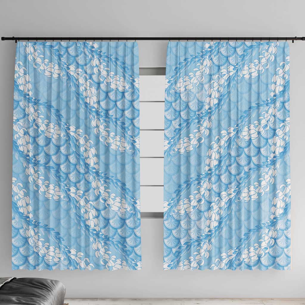 Baby Blue Mermaid Puakenikeni Maile Lei Window Curtain LT01 With Hooks Blue - Polynesian Pride