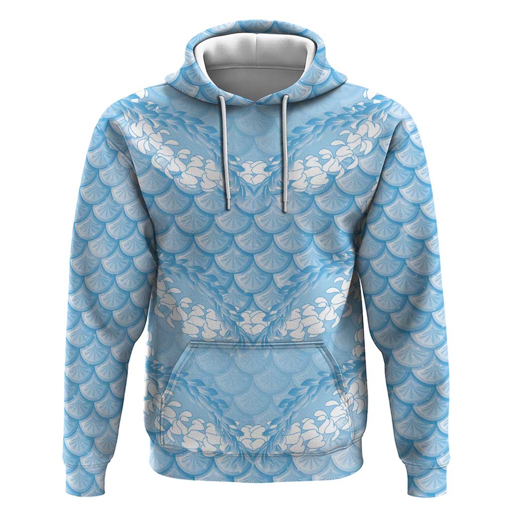 Baby Blue Mermaid Puakenikeni Maile Lei Zip Hoodie