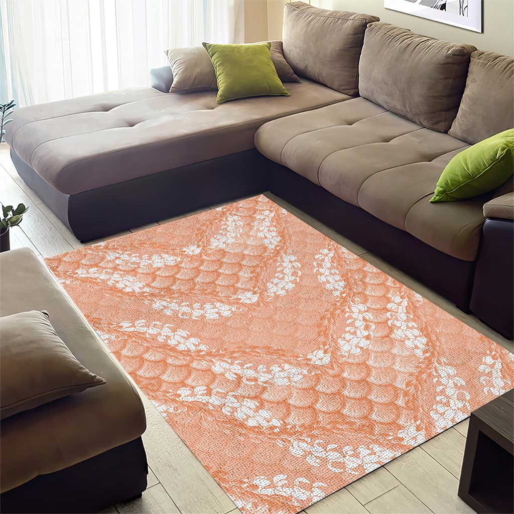 Apricot Mermaid Puakenikeni Maile Lei Area Rug