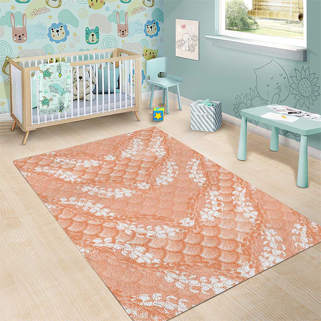 Apricot Mermaid Puakenikeni Maile Lei Area Rug