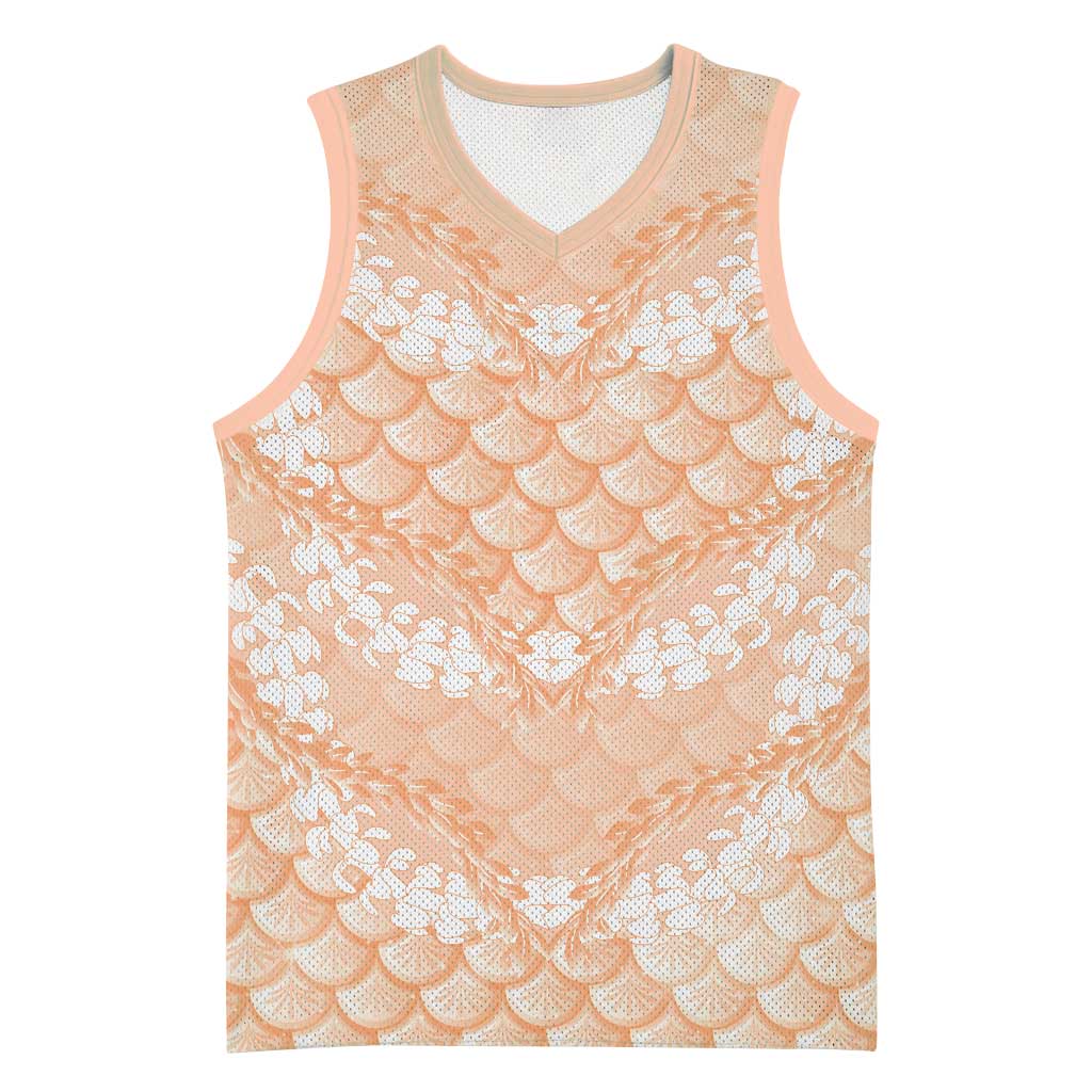 Apricot Mermaid Puakenikeni Maile Lei Basketball Jersey