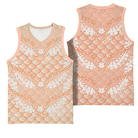 Apricot Mermaid Puakenikeni Maile Lei Basketball Jersey