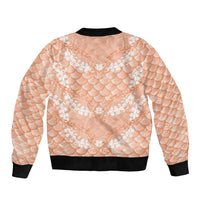 Apricot Mermaid Puakenikeni Maile Lei Bomber Jacket