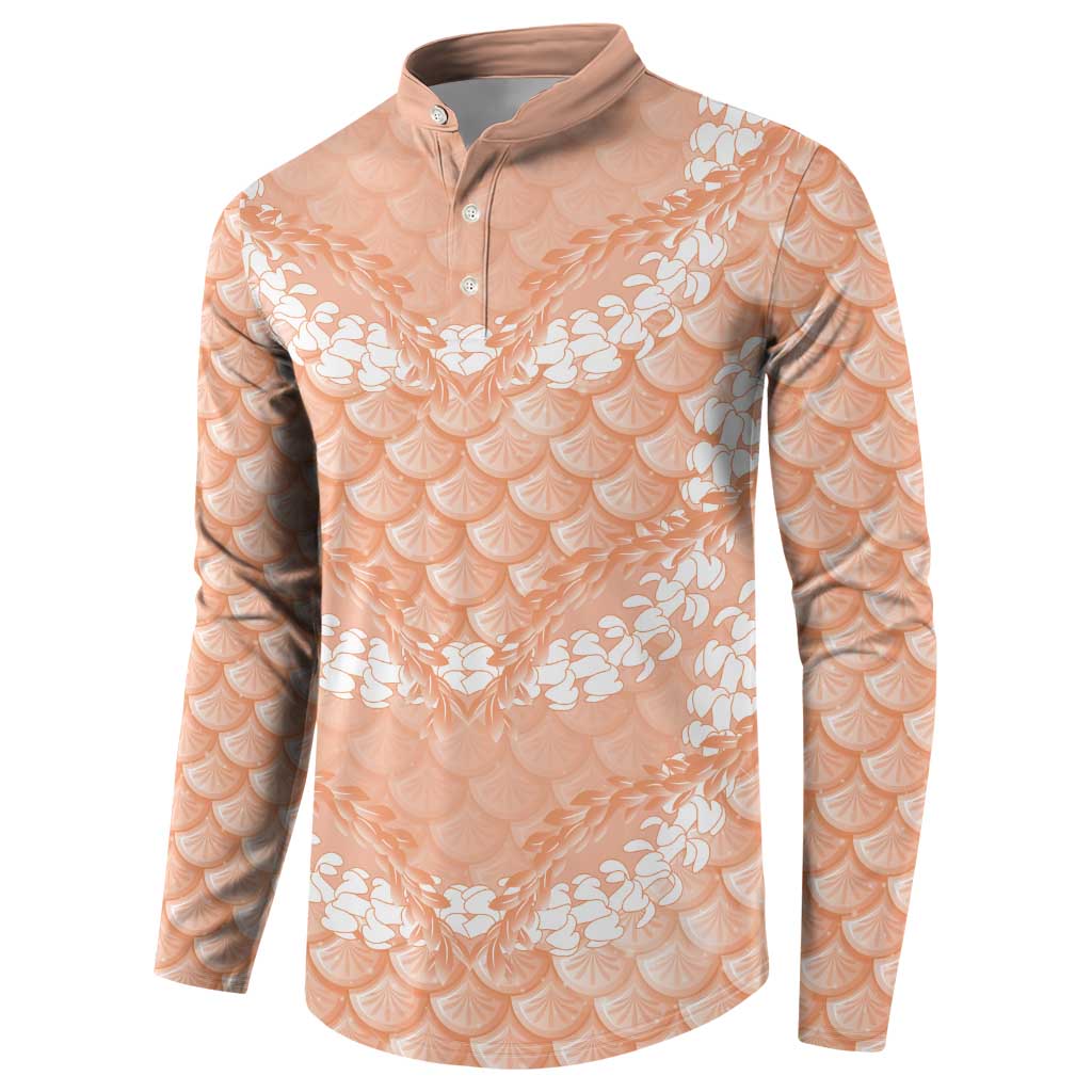 Apricot Mermaid Puakenikeni Maile Lei Button Sweatshirt