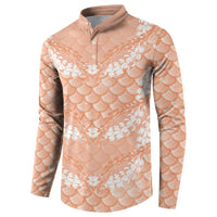 Apricot Mermaid Puakenikeni Maile Lei Button Sweatshirt