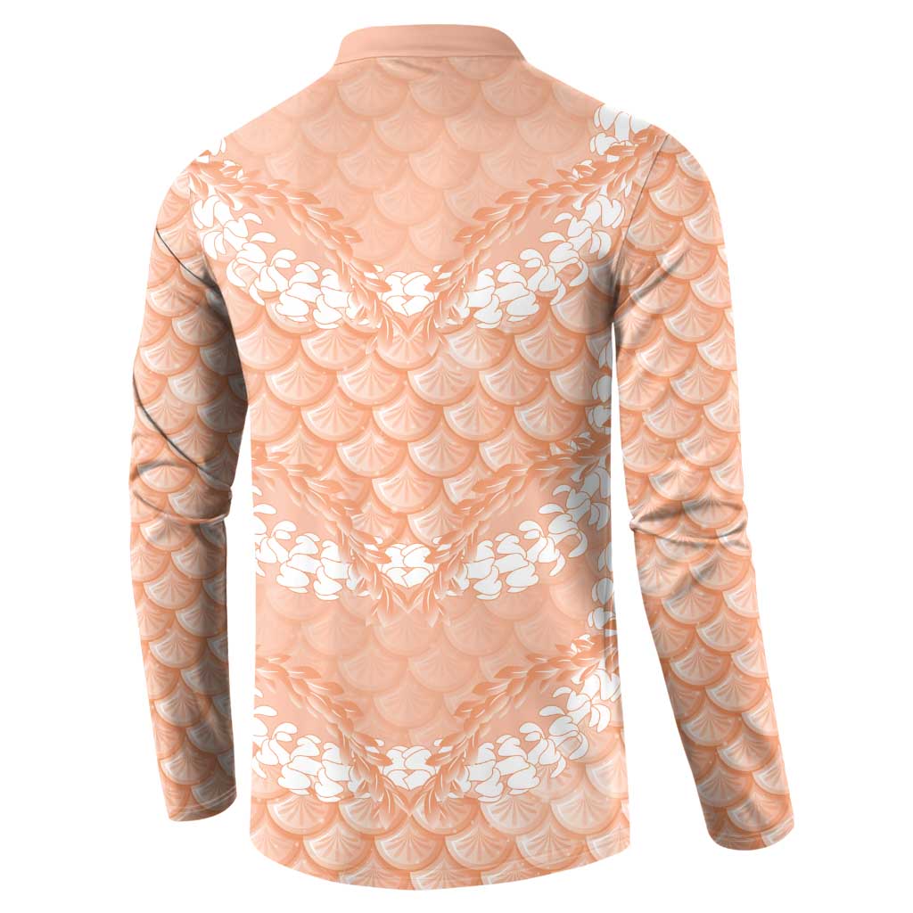 Apricot Mermaid Puakenikeni Maile Lei Button Sweatshirt