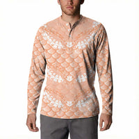 Apricot Mermaid Puakenikeni Maile Lei Button Sweatshirt
