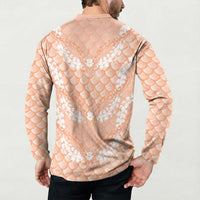 Apricot Mermaid Puakenikeni Maile Lei Button Sweatshirt