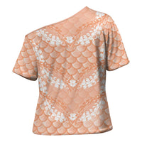 Apricot Mermaid Puakenikeni Maile Lei Cross Shoulder Shirt