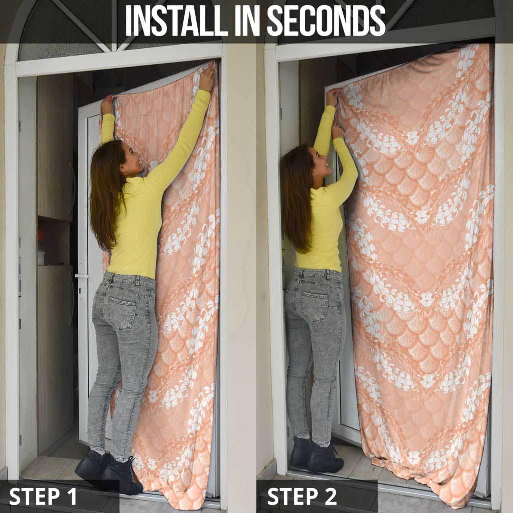 Apricot Mermaid Puakenikeni Maile Lei Door Cover