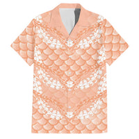 Apricot Mermaid Puakenikeni Maile Lei Family Matching Short Sleeve Bodycon Dress and Hawaiian Shirt