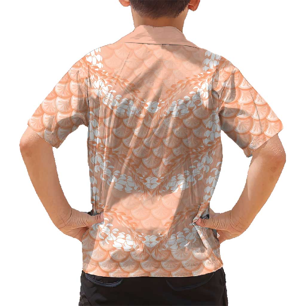 Apricot Mermaid Puakenikeni Maile Lei Family Matching Summer Maxi Dress and Hawaiian Shirt LT01 - Polynesian Pride