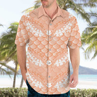 Apricot Mermaid Puakenikeni Maile Lei Hawaiian Shirt