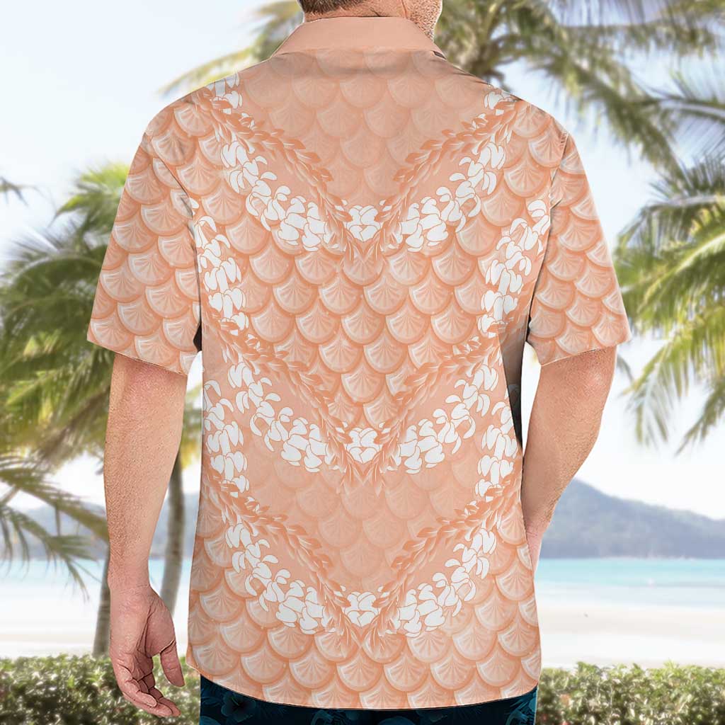 Apricot Mermaid Puakenikeni Maile Lei Hawaiian Shirt