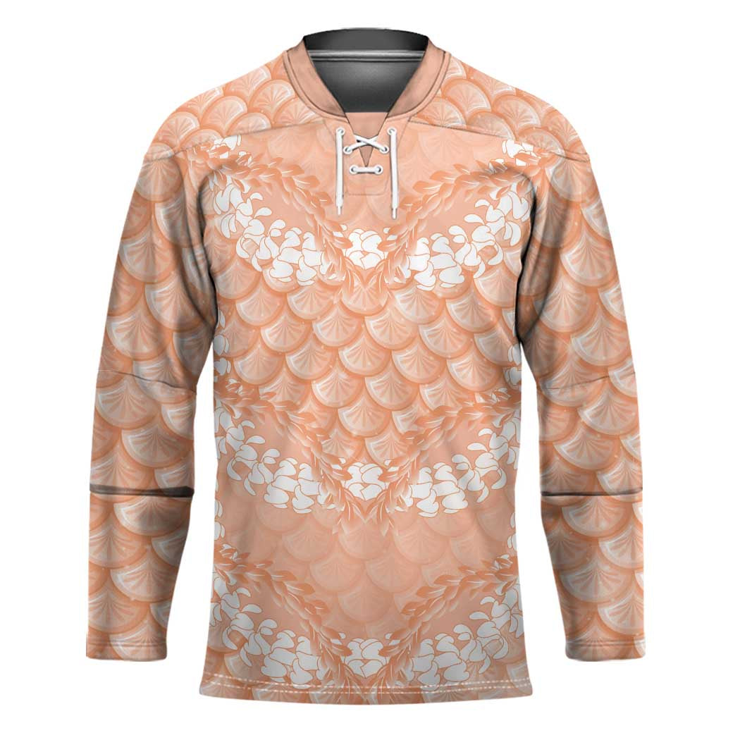Apricot Mermaid Puakenikeni Maile Lei Hockey Jersey