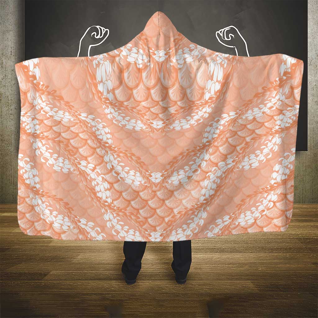 Apricot Mermaid Puakenikeni Maile Lei Hooded Blanket