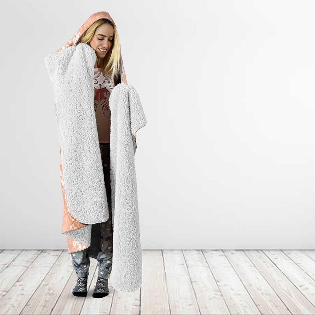 Apricot Mermaid Puakenikeni Maile Lei Hooded Blanket