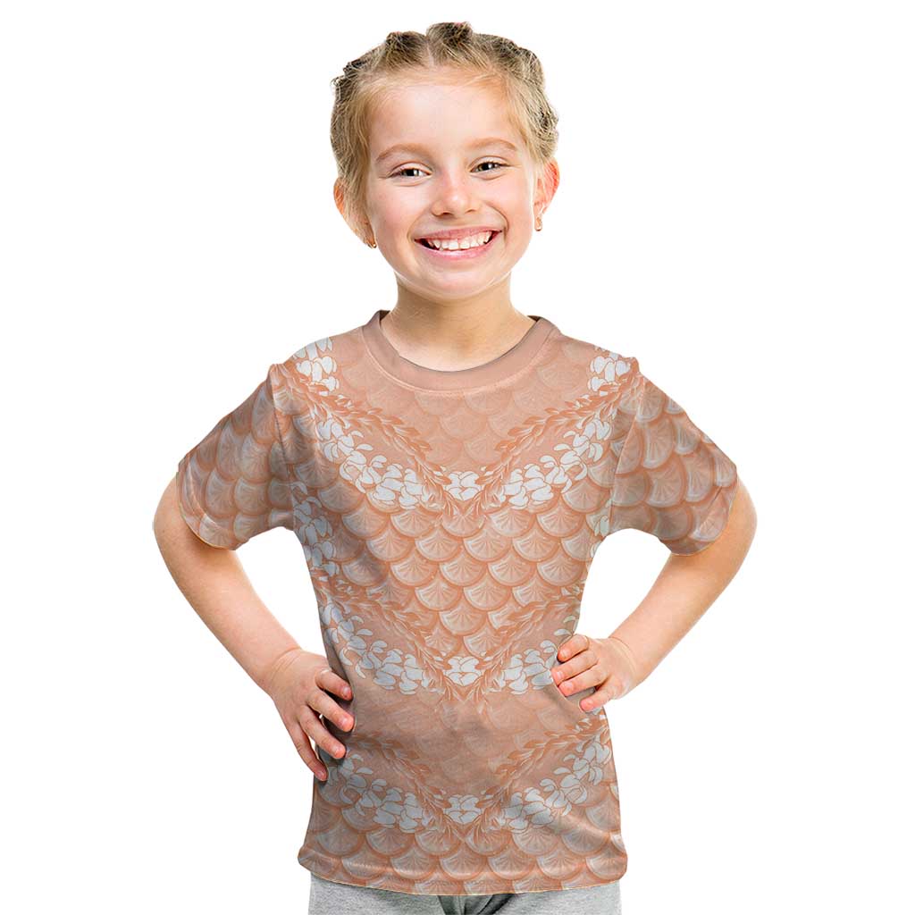 Apricot Mermaid Puakenikeni Maile Lei Kid T Shirt