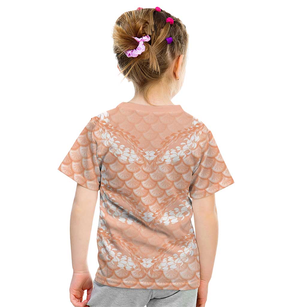 Apricot Mermaid Puakenikeni Maile Lei Kid T Shirt