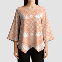 Apricot Mermaid Puakenikeni Maile Lei Kimono Sleeve Blouse